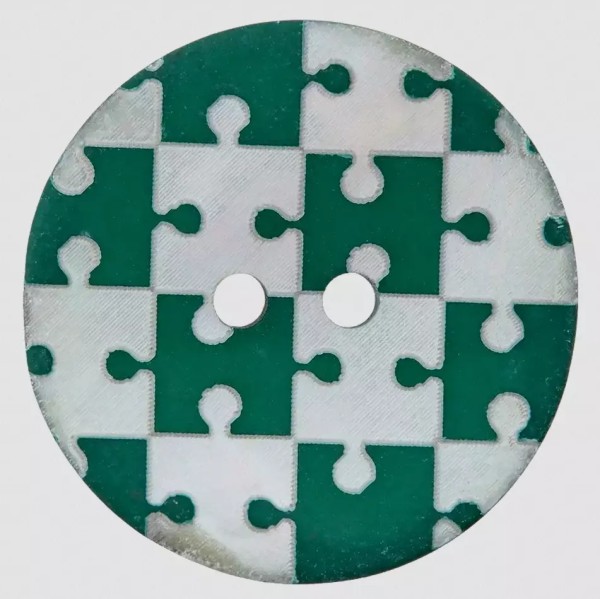 Perlmuttknopf 2-Loch, Puzzle grün