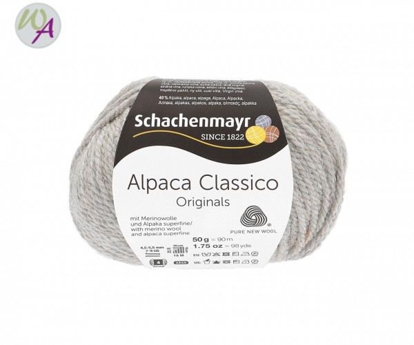 Schachenmayr Alpaca Classico Farbe 0090 hellgrau mélange