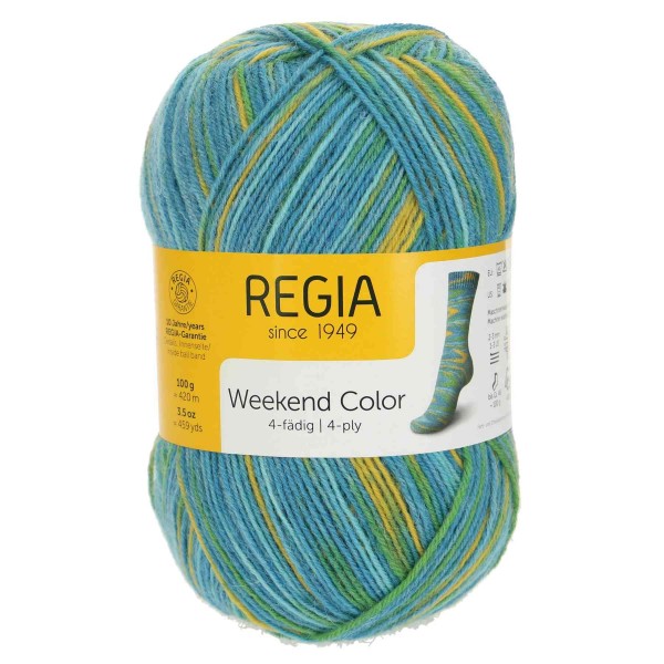 Socken stricken Regia 4-fädig color 100g 1234 wasserpark color