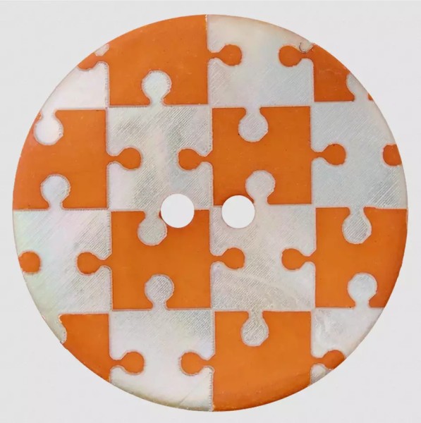 Perlmuttknopf 2-Loch, Puzzle orange