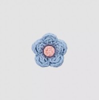 Polyesterknopf Öse, Blume, hellblau