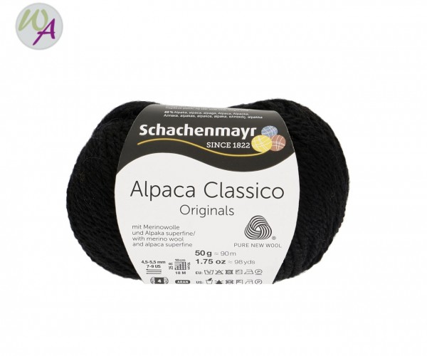 Schachenmayr Alpaca Classico Farbe 0099 schwarz