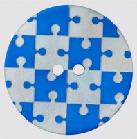 Perlmuttknopf 2-Loch, Puzzle blau