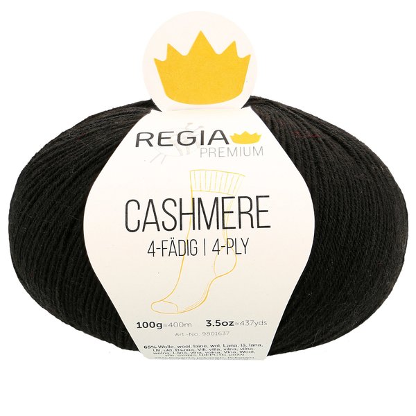 Regia Strumpfwolle Premium Cashmere in der Farbe 0099 black