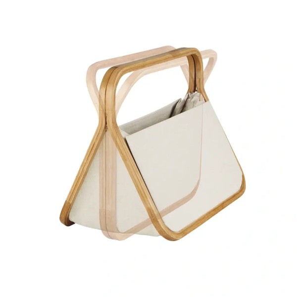 Fold & Store Basket "Canvas & Bamboo" in Natur