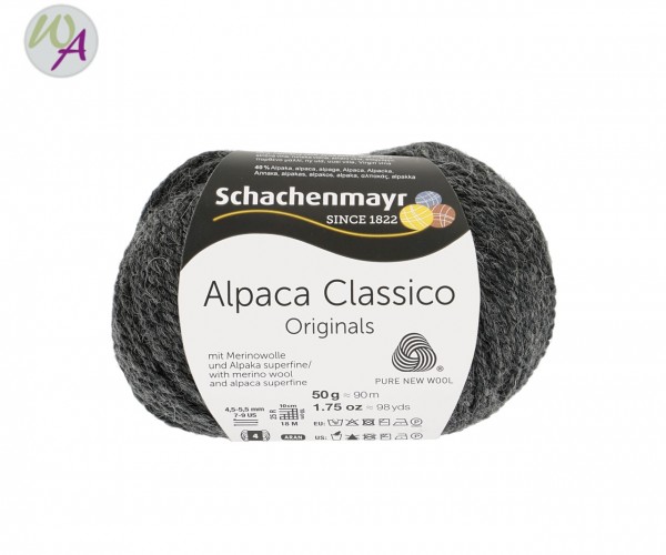 Schachenmayr Alpaca Classico Farbe 0098 anthrazit mélange